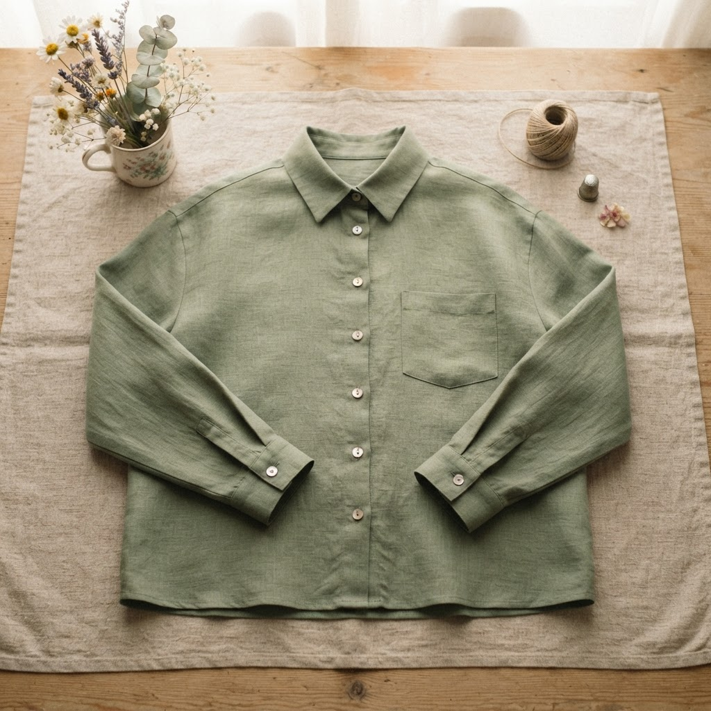 Sage Linen Button Blouse